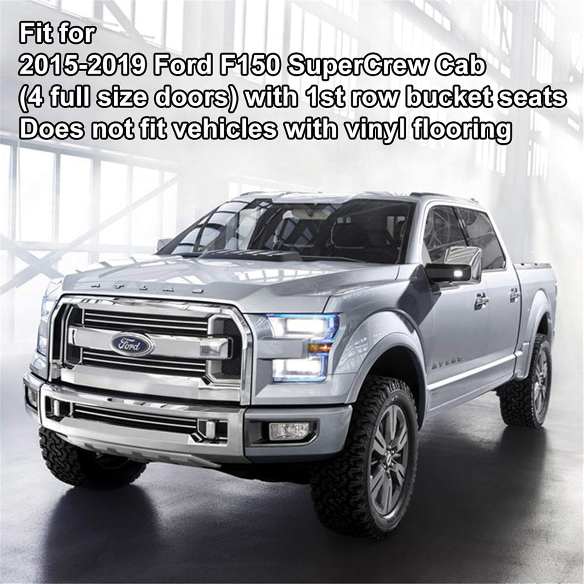 2015-2021 Ford F-150 SuperCrew Cab All Weather TPE Floor Mats Black D77685