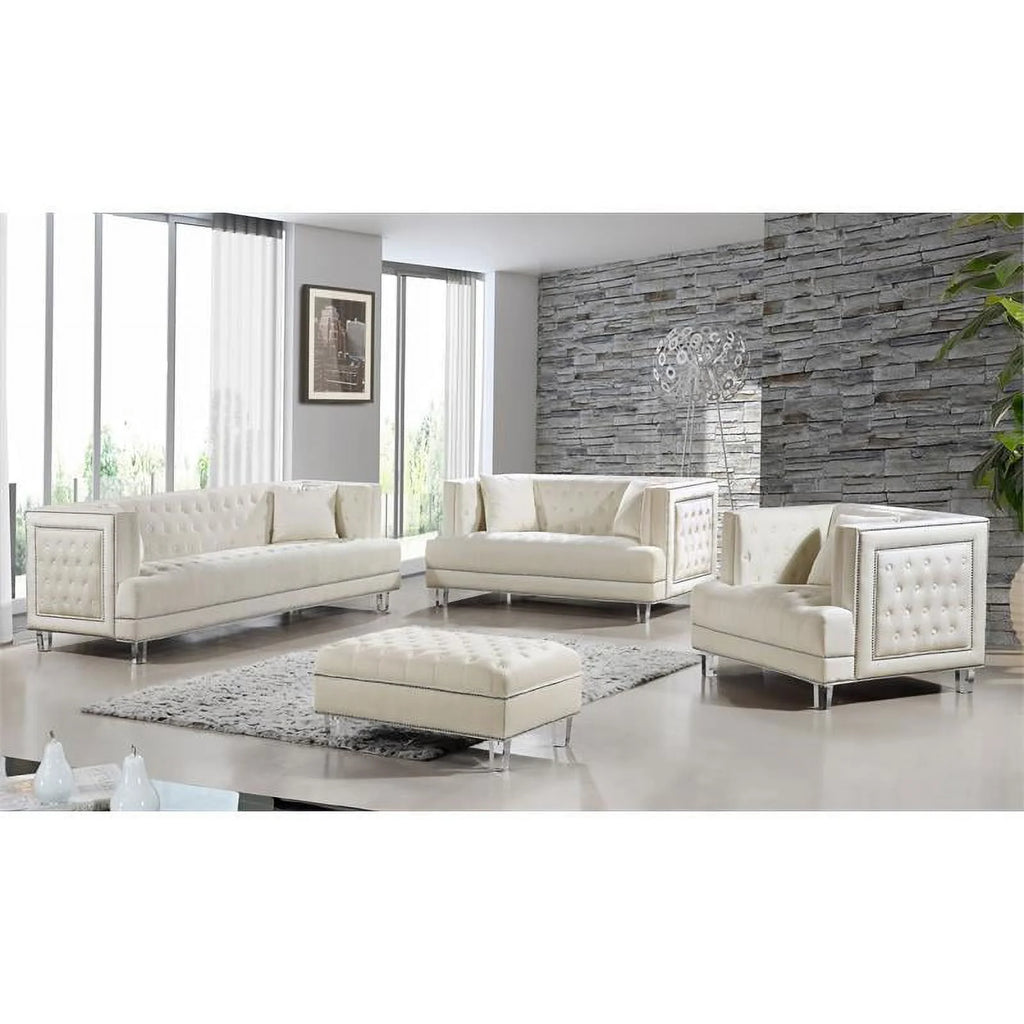 Cream Velvet Ottoman A5490