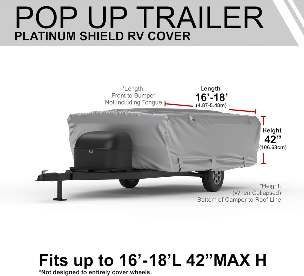Weatherproof RV Cover for 18' - 20' Pop Up Trailer with Fleece Lining P697