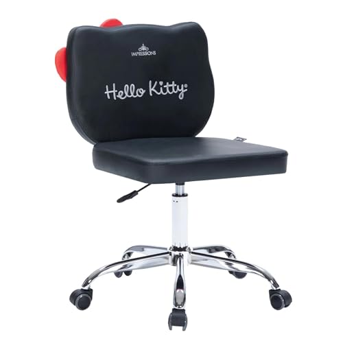 Black Adjustable Height Swivel Vanity Chair with Wheels U8575