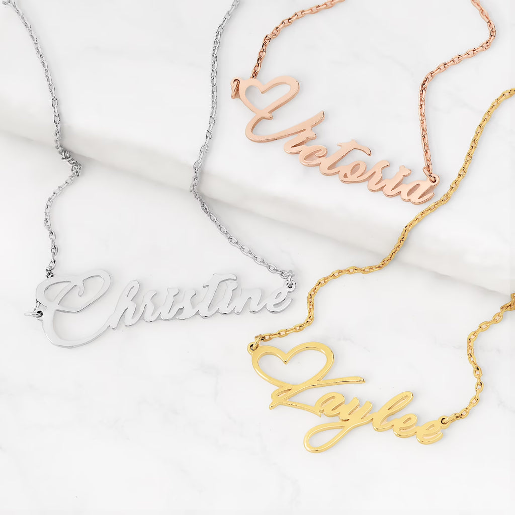 Sterling Silver Handwritten Script Name Necklace N4593