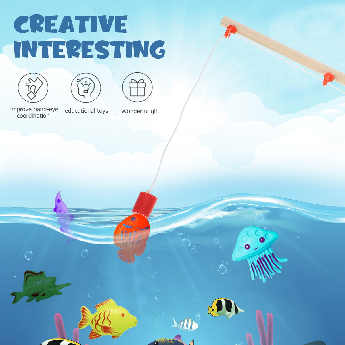 Magnetic Fishing Toy Pole Magnet Fishing Rod Kids Fishing Toy Gaming Fishing Rod Q34336