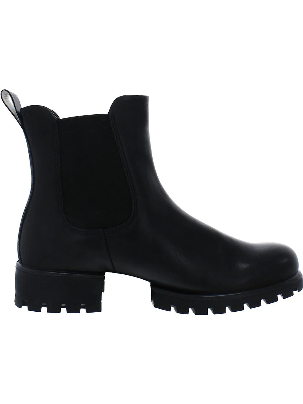 Black Cushioned Lug Sole Round Toe Leather Chelsea X96220
