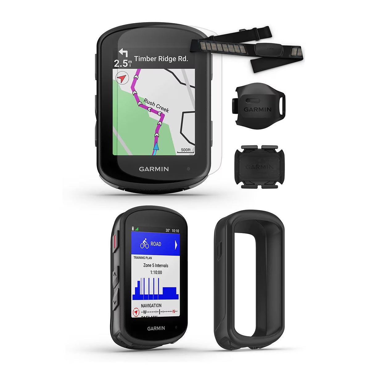 Bike GPS Computer with Speed/Cadence Sensors, HRM-Dual Chest Strap, Silicone Case & Screen Protectors Y9340