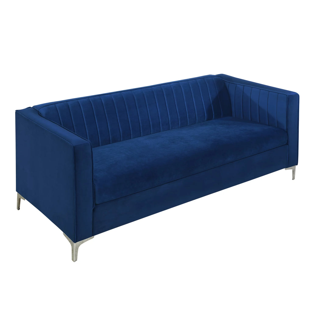 Blue Velvet Loveseat Sofa with Metal Legs X438642