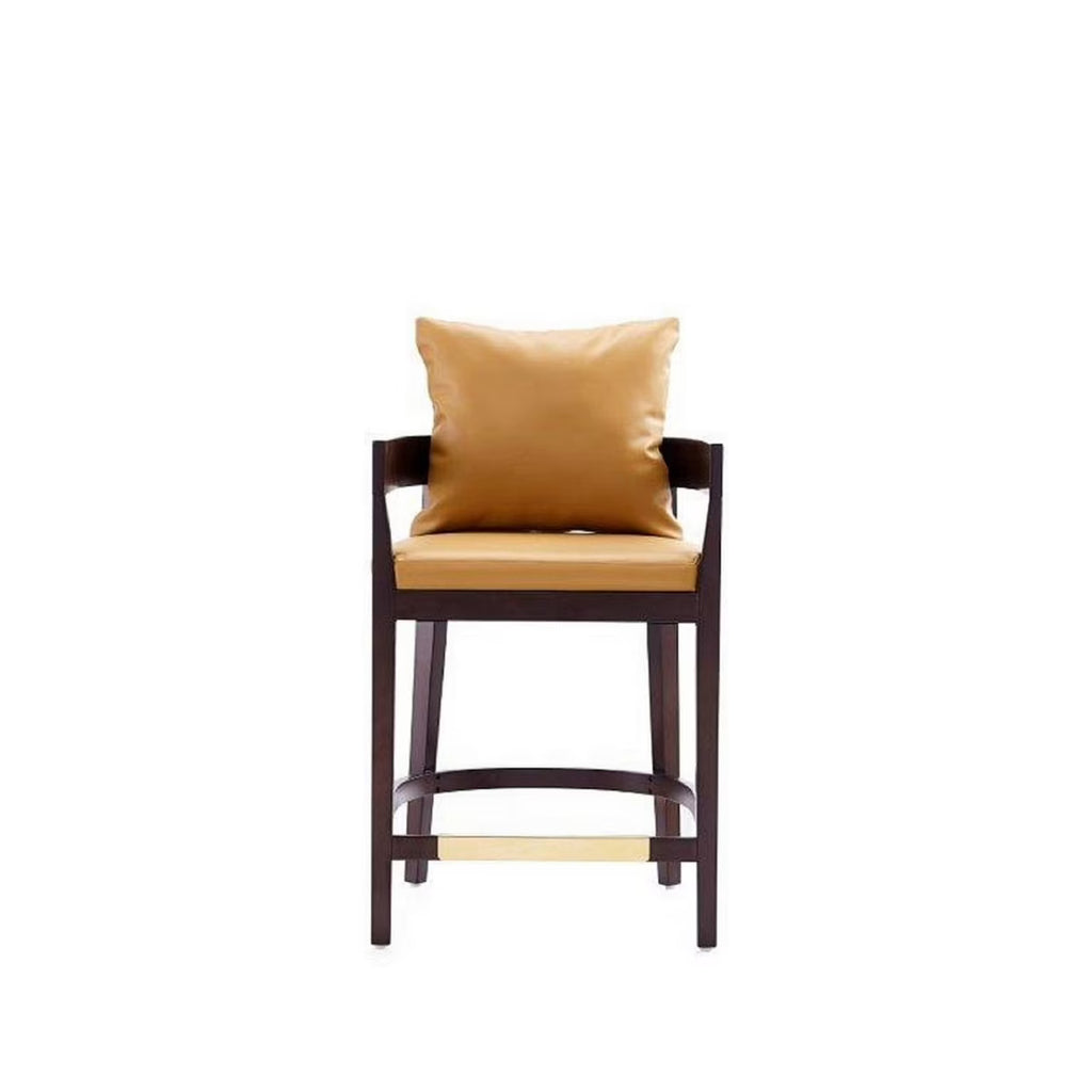 Camel and Dark Walnut Beech Wood Counter Height Bar Stool U278850