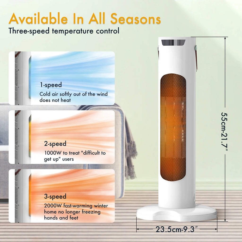 White 2000W Ceramic Tower Space Heater N7027