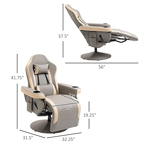Manual Recliner Armchair PU Leather with Adjustable Leg Rest H283