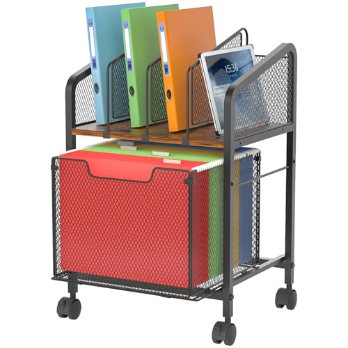 White Rolling File Cabinet with Adjustable Dividers M6980