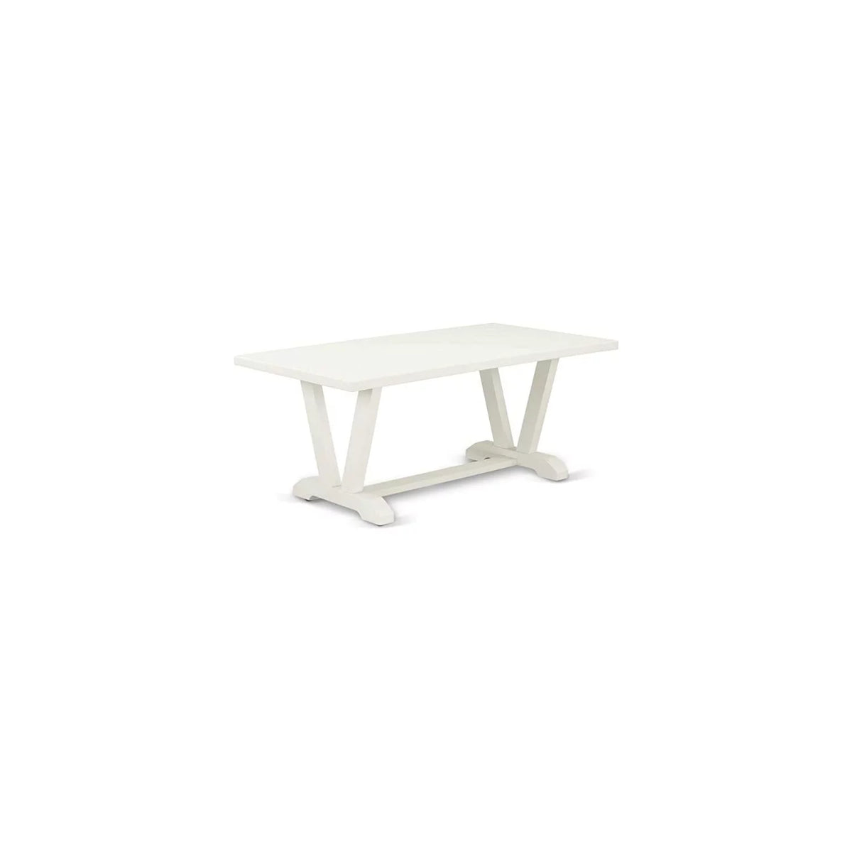 Kitchen Table with Linen White Top and Wooden Legs Y396983