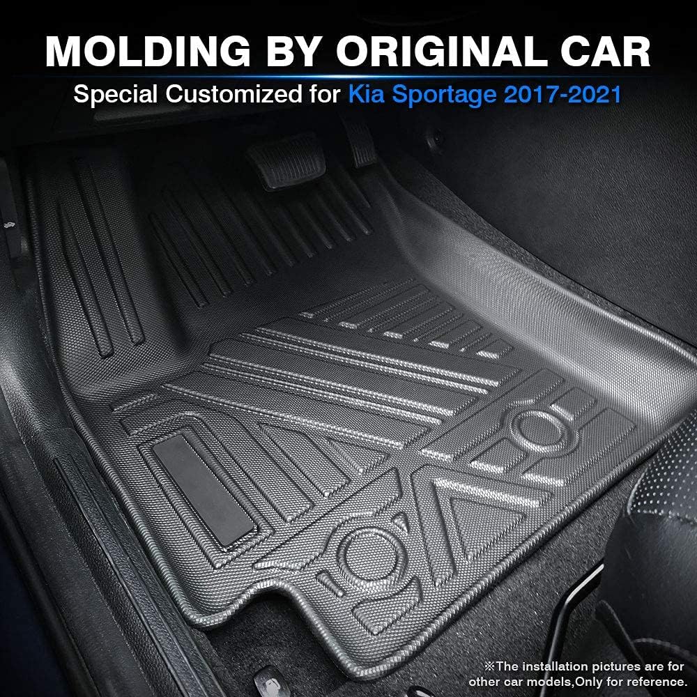 All Weather Car Floor Mats 1st & 2nd Row Black Non-slip Q61162