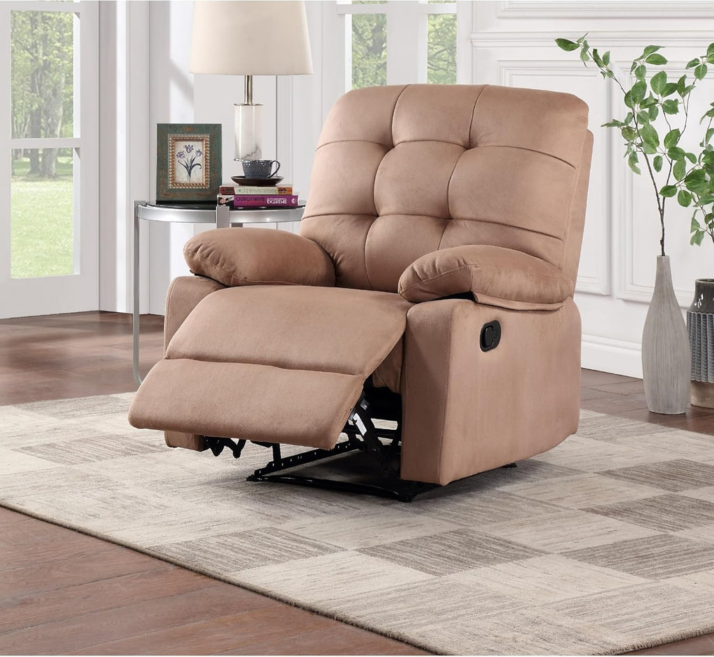 Peat Color Plush Microfiber Motion Recliner Chair E766695