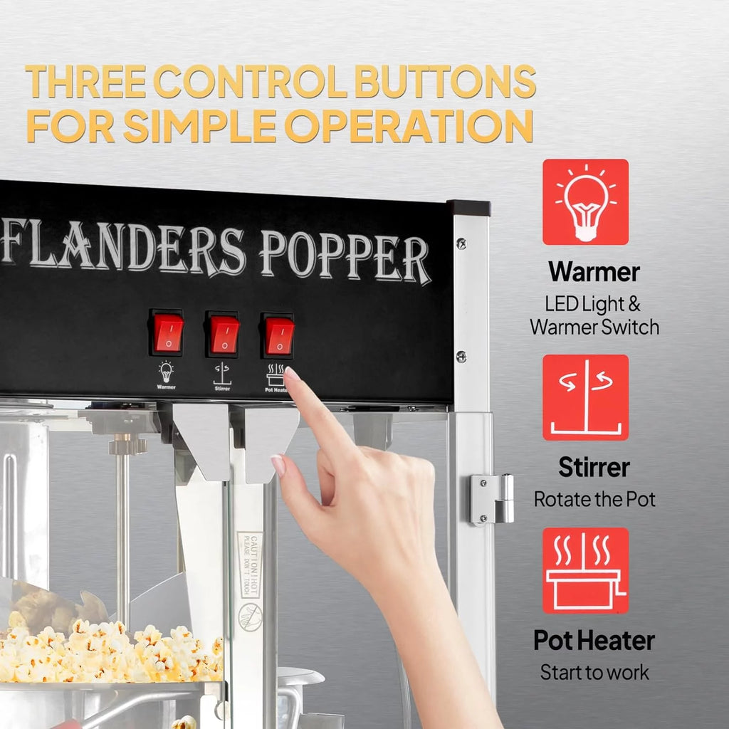 Black 16 Ounce Kettle Countertop Popcorn Machine S661