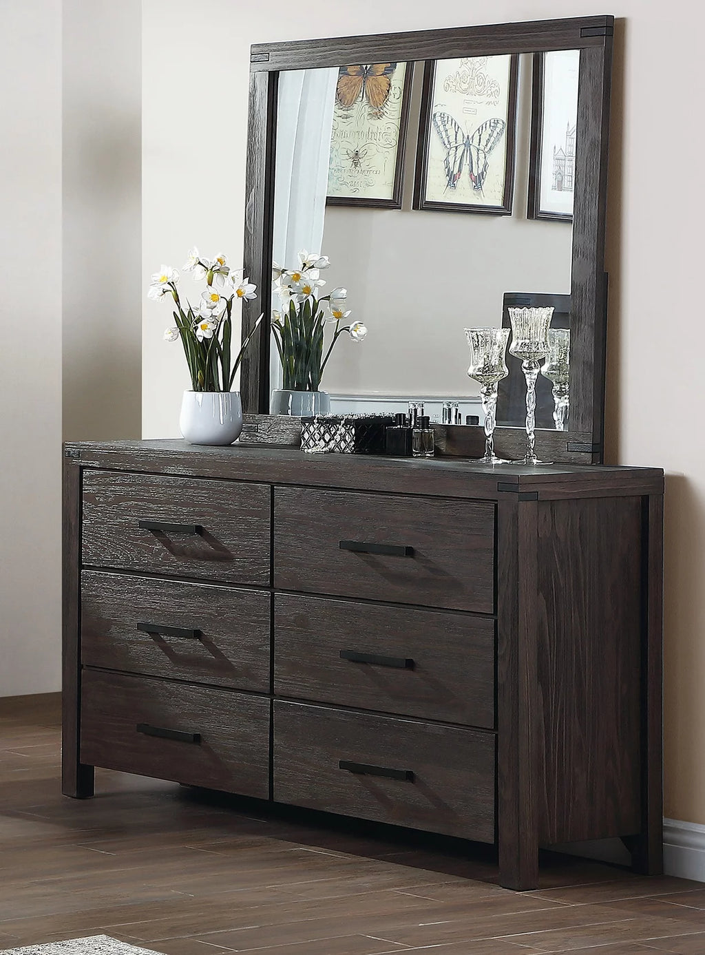 4pc Solid Wood Eastern King Bedroom Furniture Set Q6483