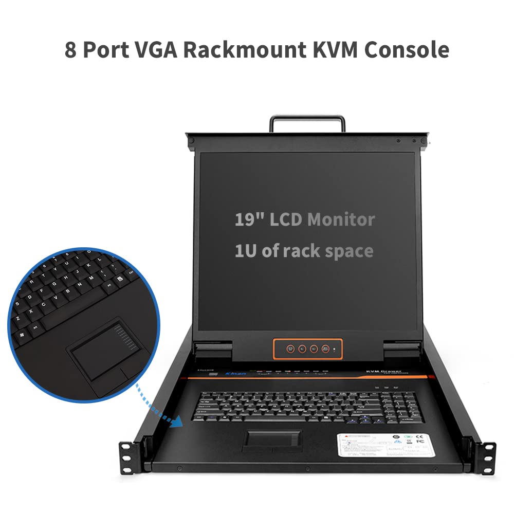 19" LCD Rack Mount KVM Console with Keyboard and Touchpad, 1U, 1280×1024@60Hz K339007