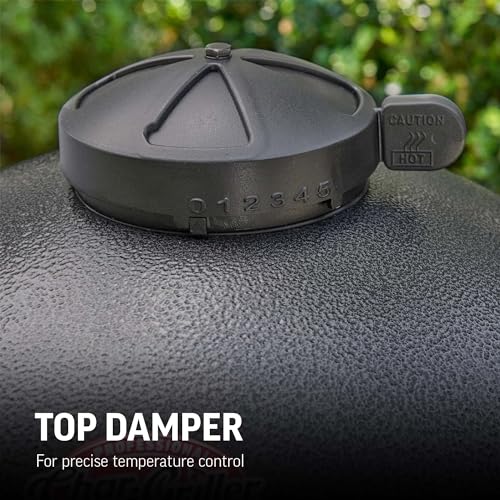 Kamado Charcoal Grill and Smoker with Cast Iron Grates and Locking Lid in Graphite U39342