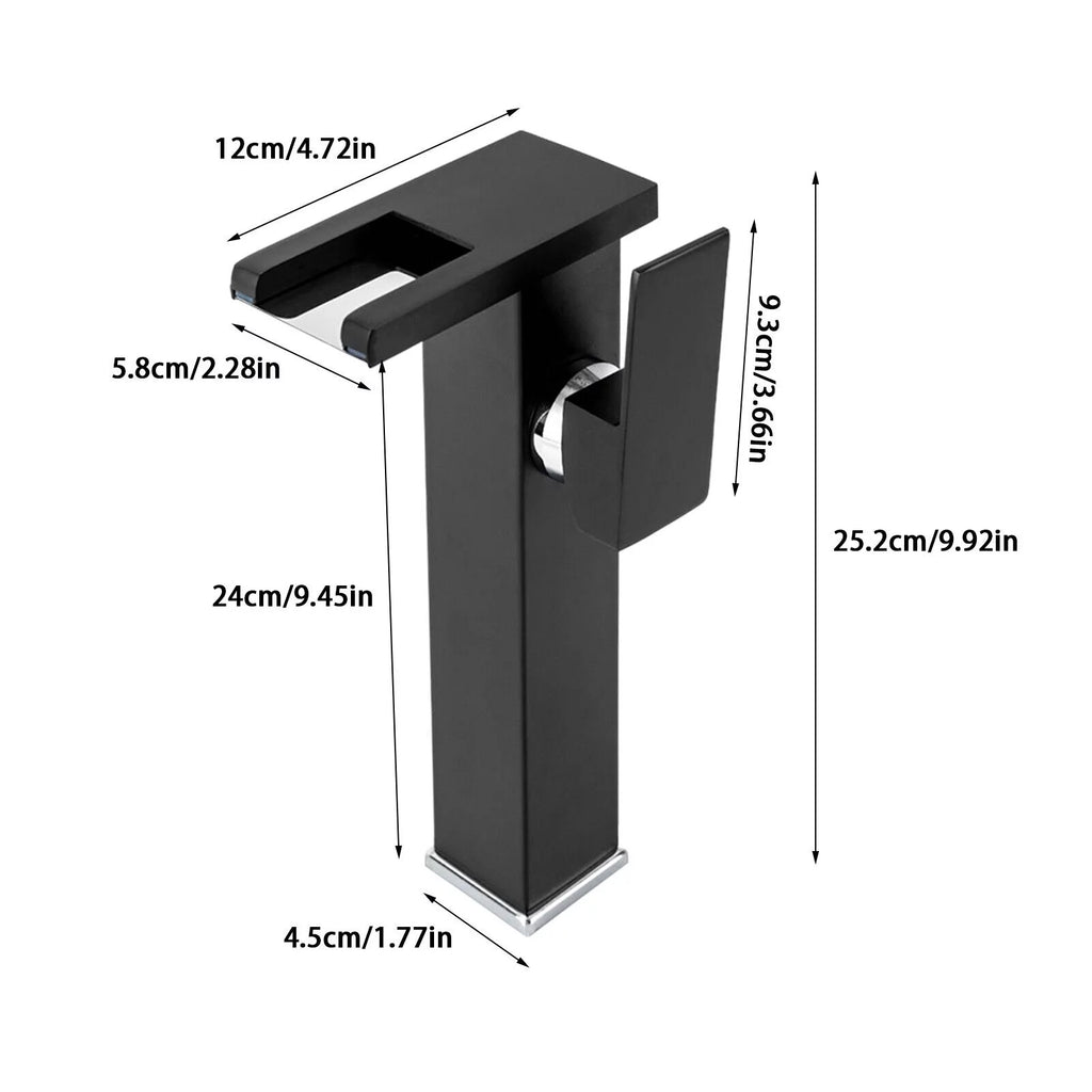 Black Wall Mount Waterfall Sink Faucet L5851