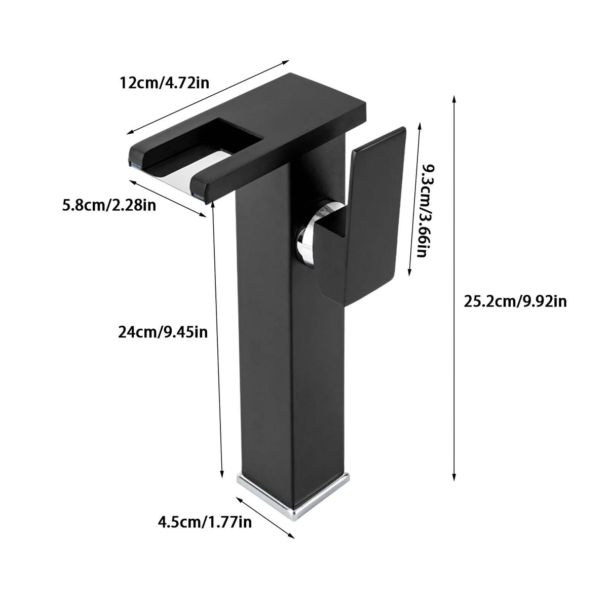 Black Wall Mount Waterfall Sink Faucet L5851