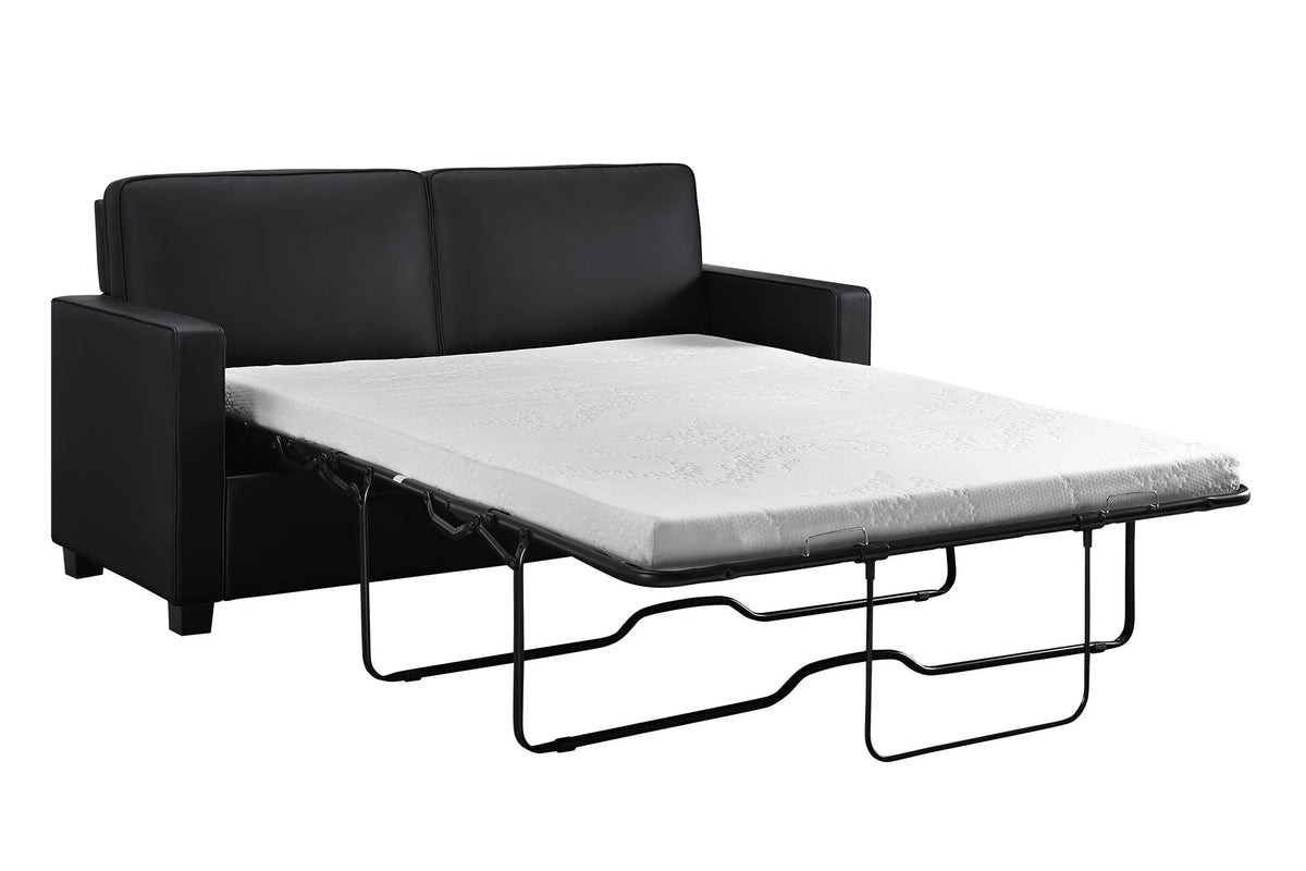 Black Faux Leather Queen Sofa Sleeper N701235