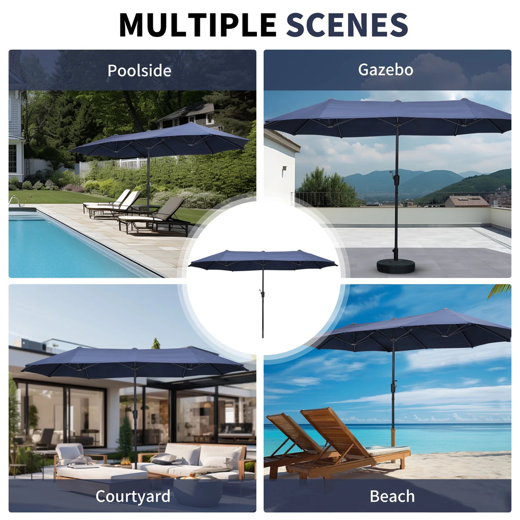 13 FT Patio Umbrella with Easy Crank, Dark Blue H58786