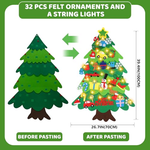 Felt Christmas Tree Set with 32pcs Ornaments J34585