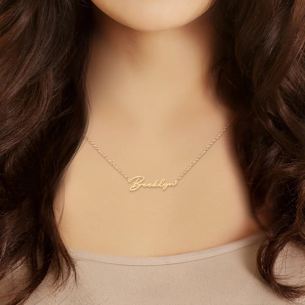 Sterling Silver Handwritten Script Name Necklace N4593