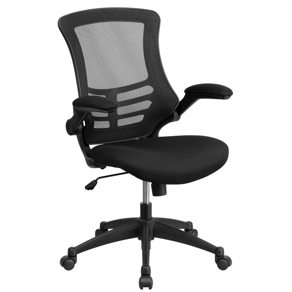Black Computer Desk, Ergonomic Mesh Office Chair and Locking Mobile Filing Cabinet V88916