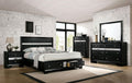 Black Solid Wood Queen Bedroom Set 6pcs O4401