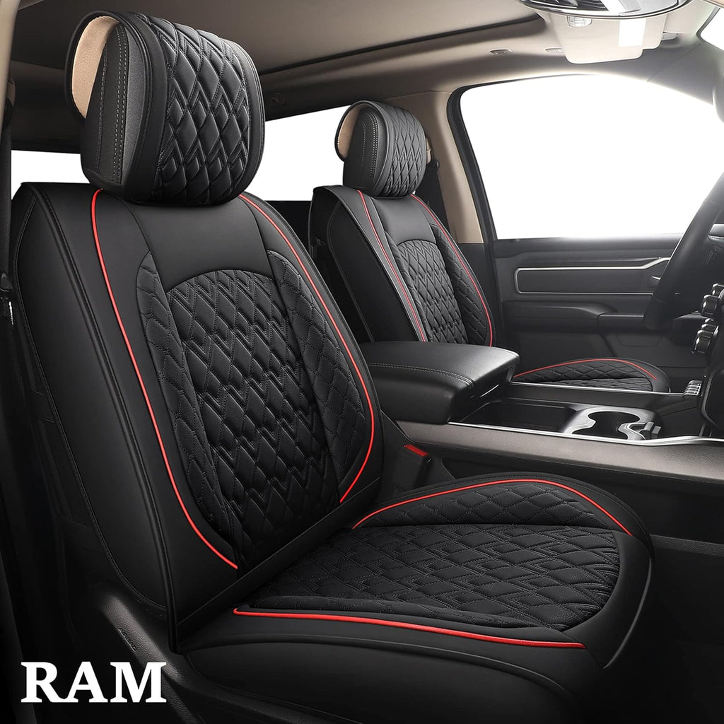 Black 2 Pcs Waterproof Synthetic Leather Car Seat Covers M650956