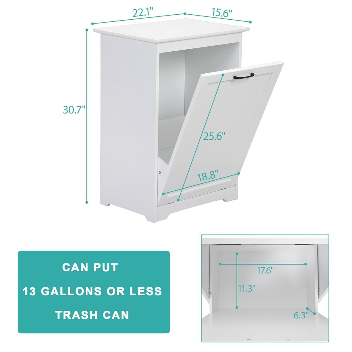 White Tilt Out Trash Cabinet P15513