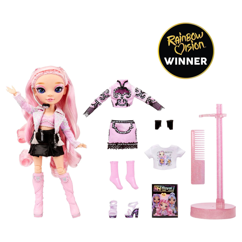 Pink Lavender Fashion Doll with 2 Designer Outfits and Microphone Headset B56294
