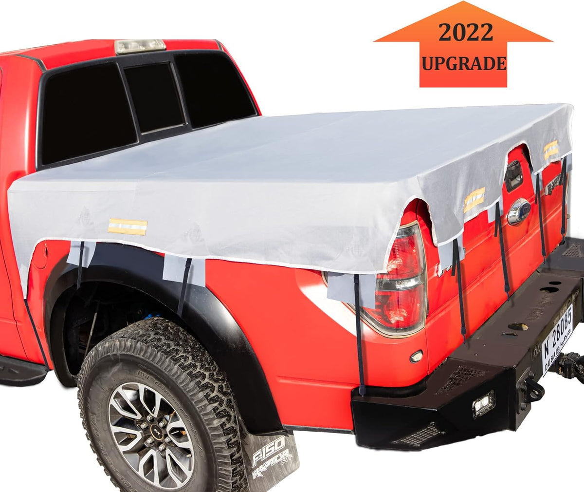 Gray 600D Waterproof Oxford Truck Bed Tarp Cover with Bungee Belts M6766