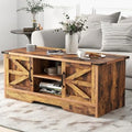 White Coffee Table with Barn Doors A381354