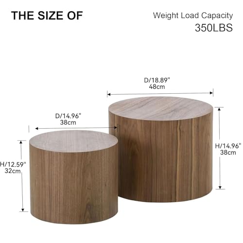 Set of 2 Round Wooden Nesting Coffee Table R2393