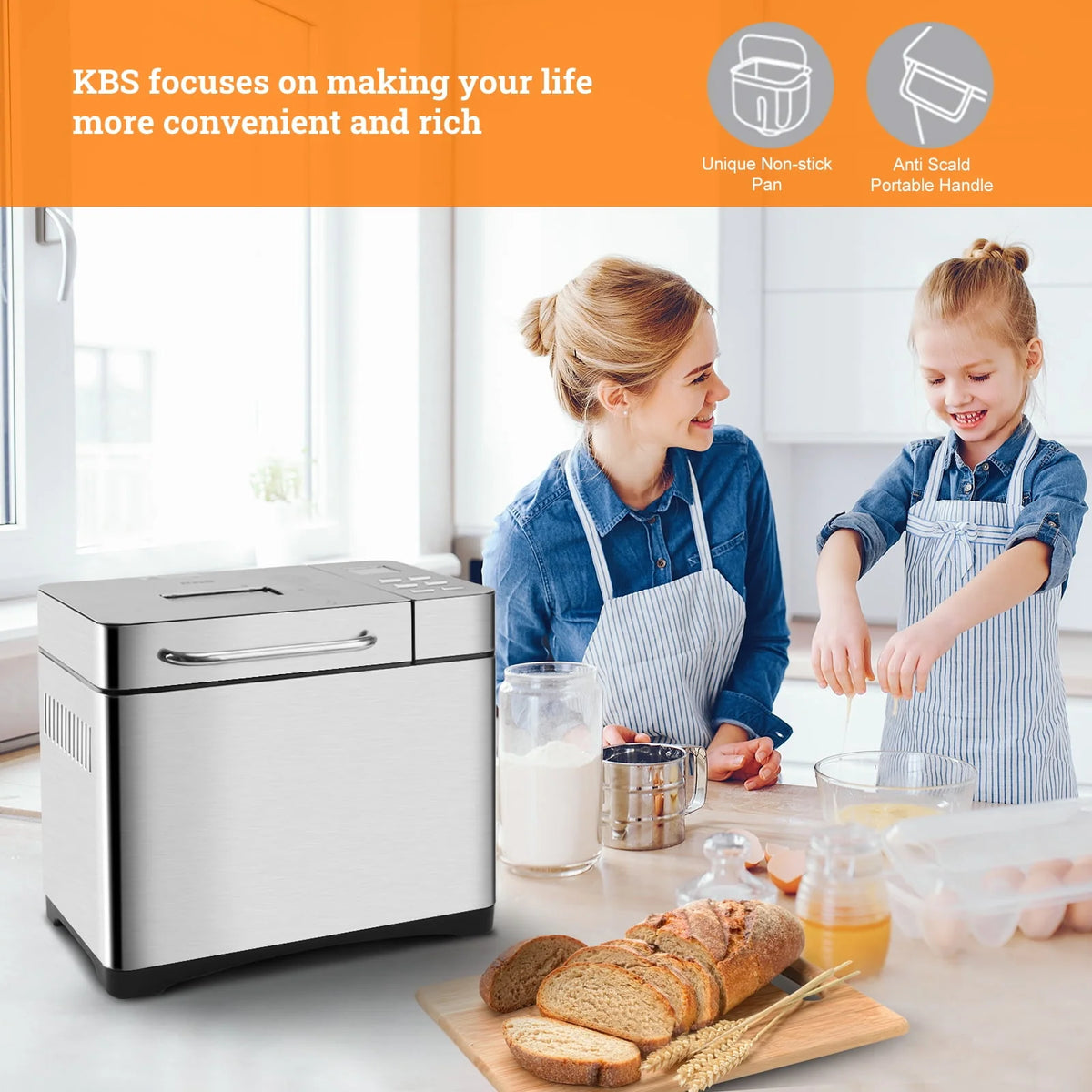 2LB Automatic Stainless Steel Bread Maker T32746