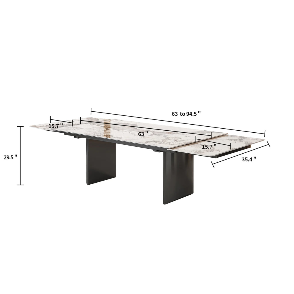 6-Person Extendable Dining Set with Sintered Stone Top and Stainless Steel Legs G97237