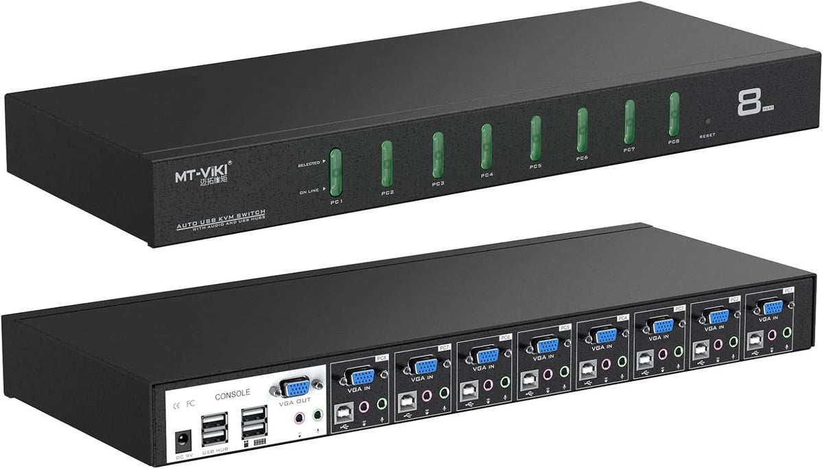 8 Port Rack Mount KVM Switch with Audio, 8 KVM Cables & 8 Audio Cables O89883