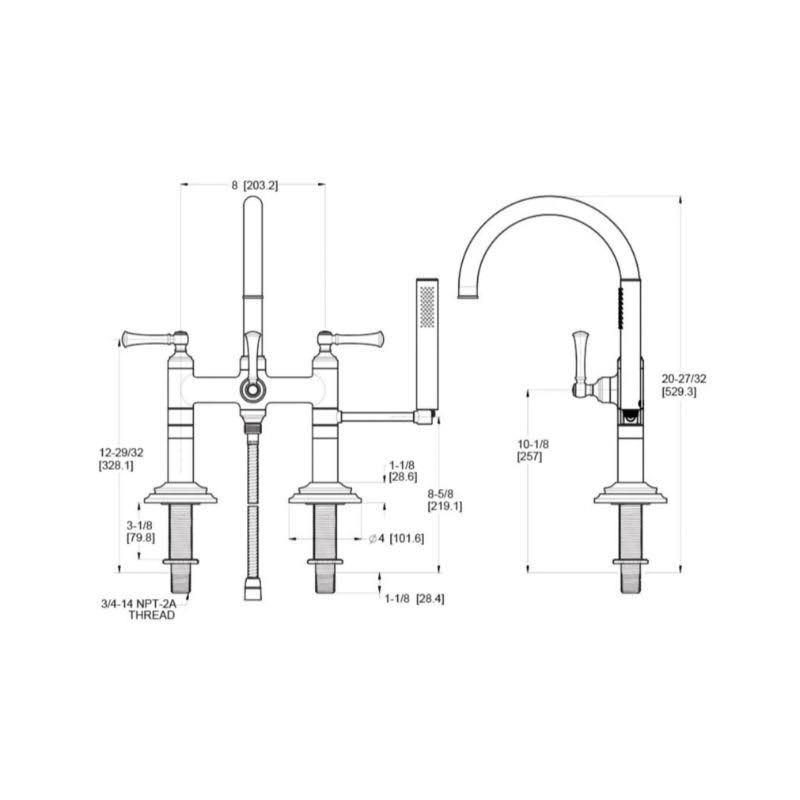 Gold Deck Mounted Roman Tub Filler P327656