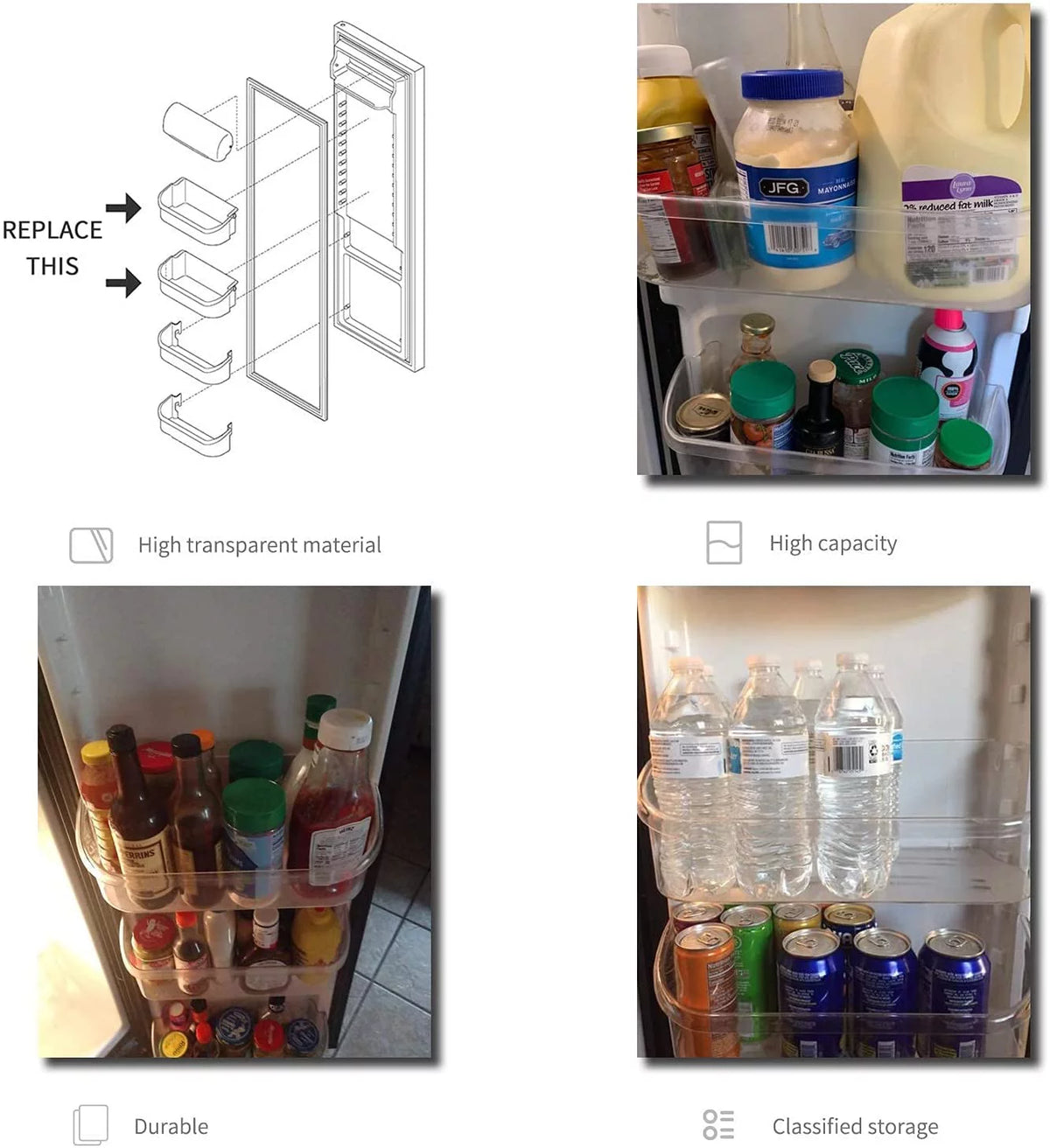 Clear Gallon Door Bin Shelf 2 Pack O613310