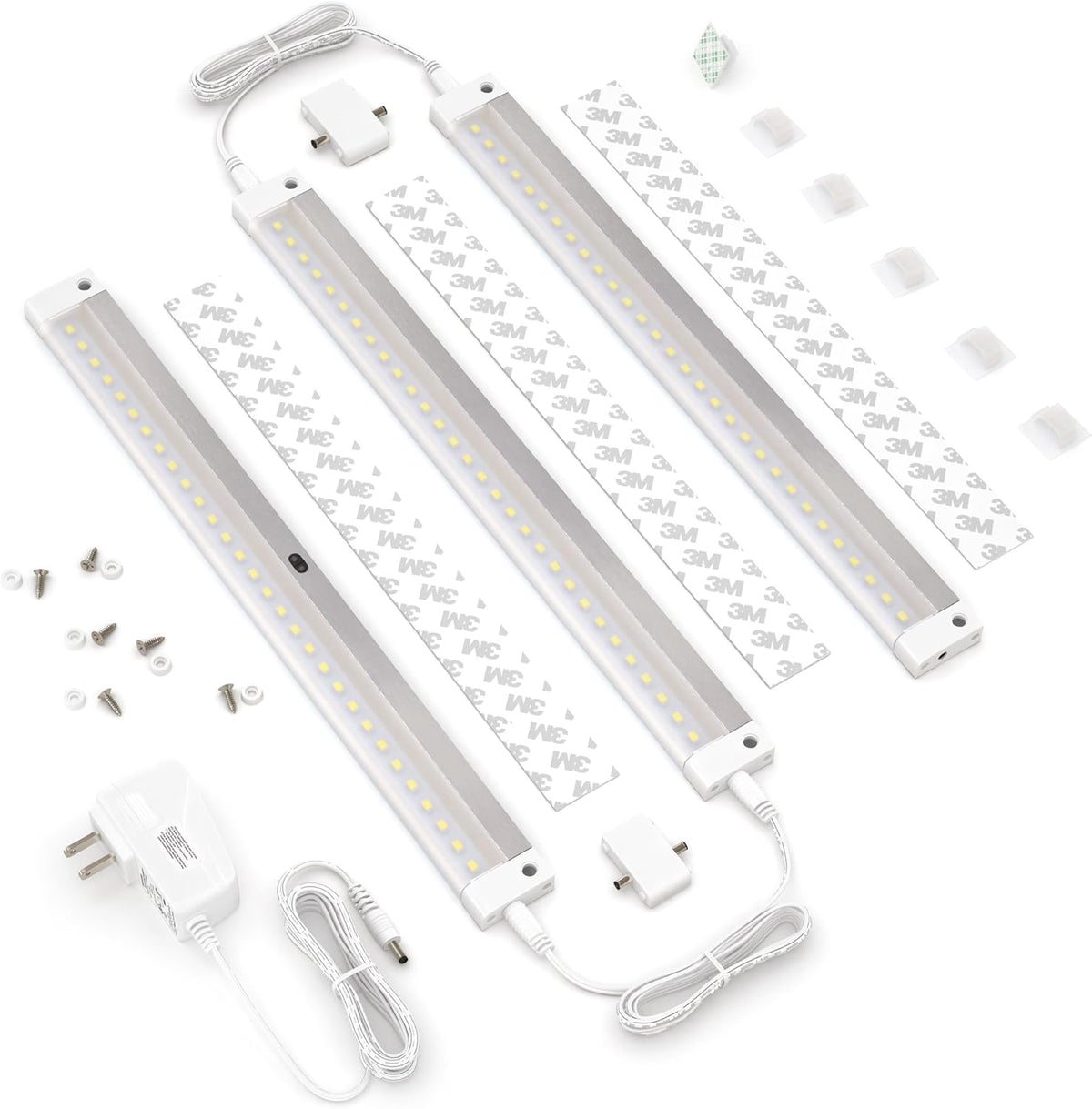 White Finish 3 Panel LED Dimmable Under Cabinet Lighting Kit B828
