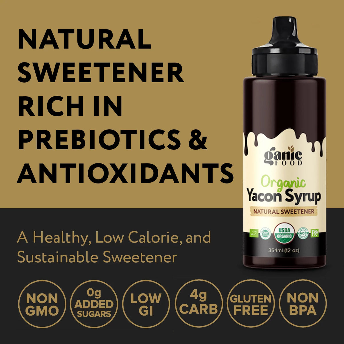 USDA Organic Yacon Syrup 12oz Natural Sweetener L28702