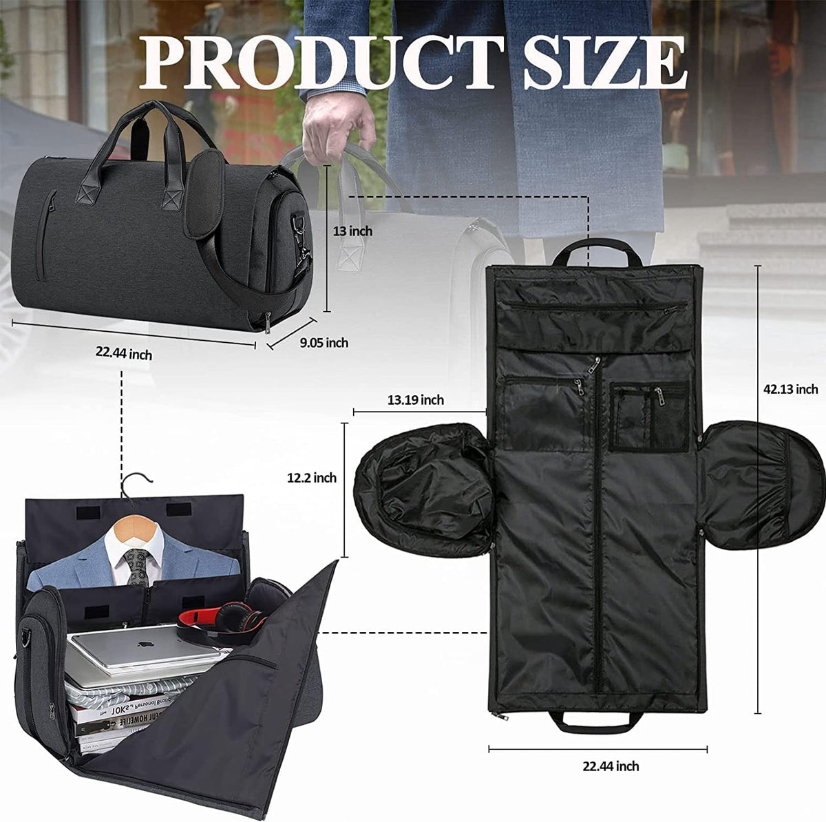 Convertible Garment Duffel Bag with Shoe Compartment E902212