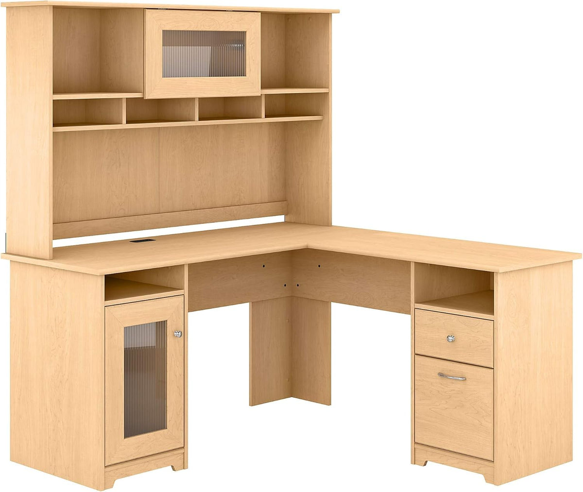 L Shape Desk with Hutch, 60W, Ash Gray H9737