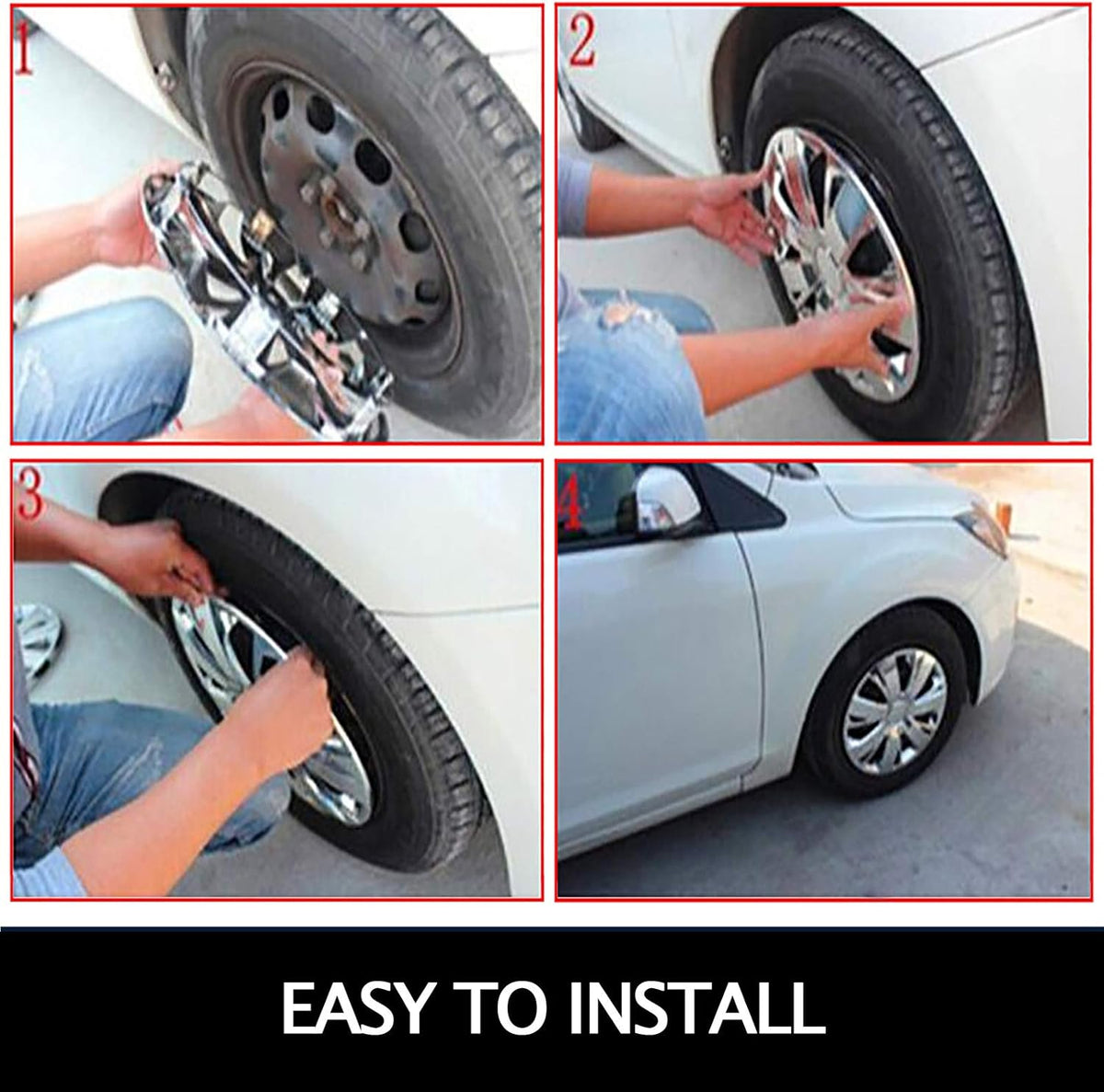 Stainless Steel 19.5 Inch 10 Lug Wheel Simulator 4PCS Hubcap Kit V6799