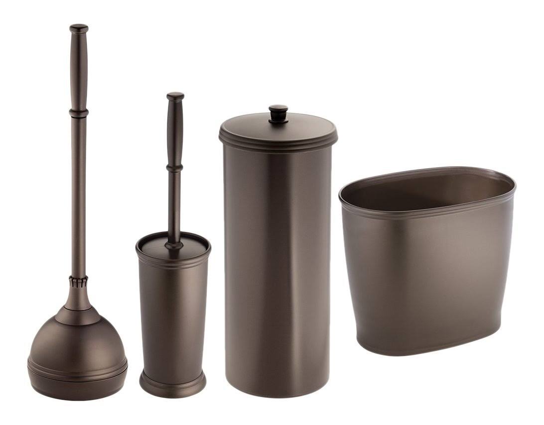 Toilet Bowl Brush, Plunger, Toilet Paper Holder, Trash Can, Set of 4 V391