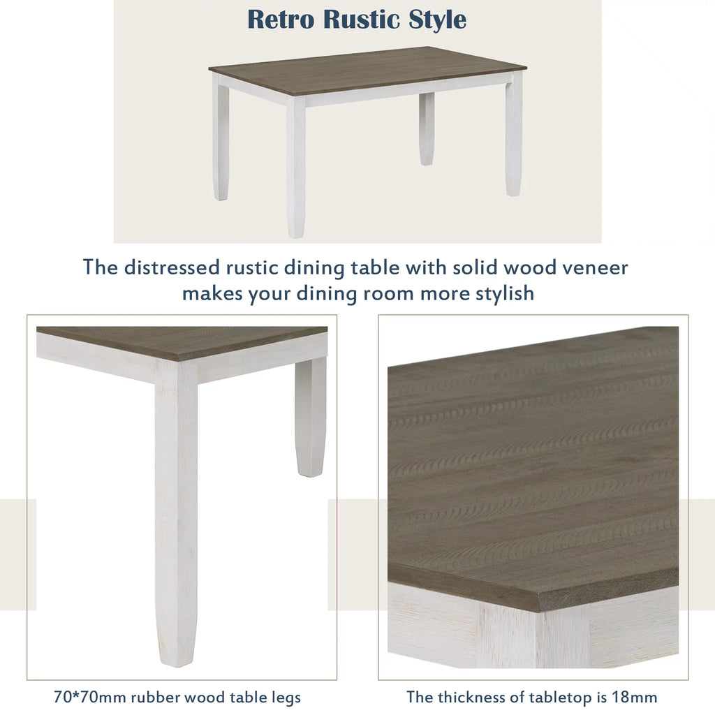 6-Piece Dining Table Set with 4 Upholstered Chairs and Bench B29690