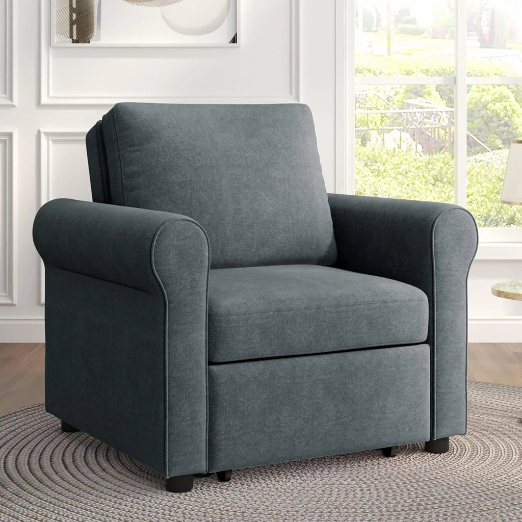 Dark Blue Convertible Sleeper Chair Bed S494