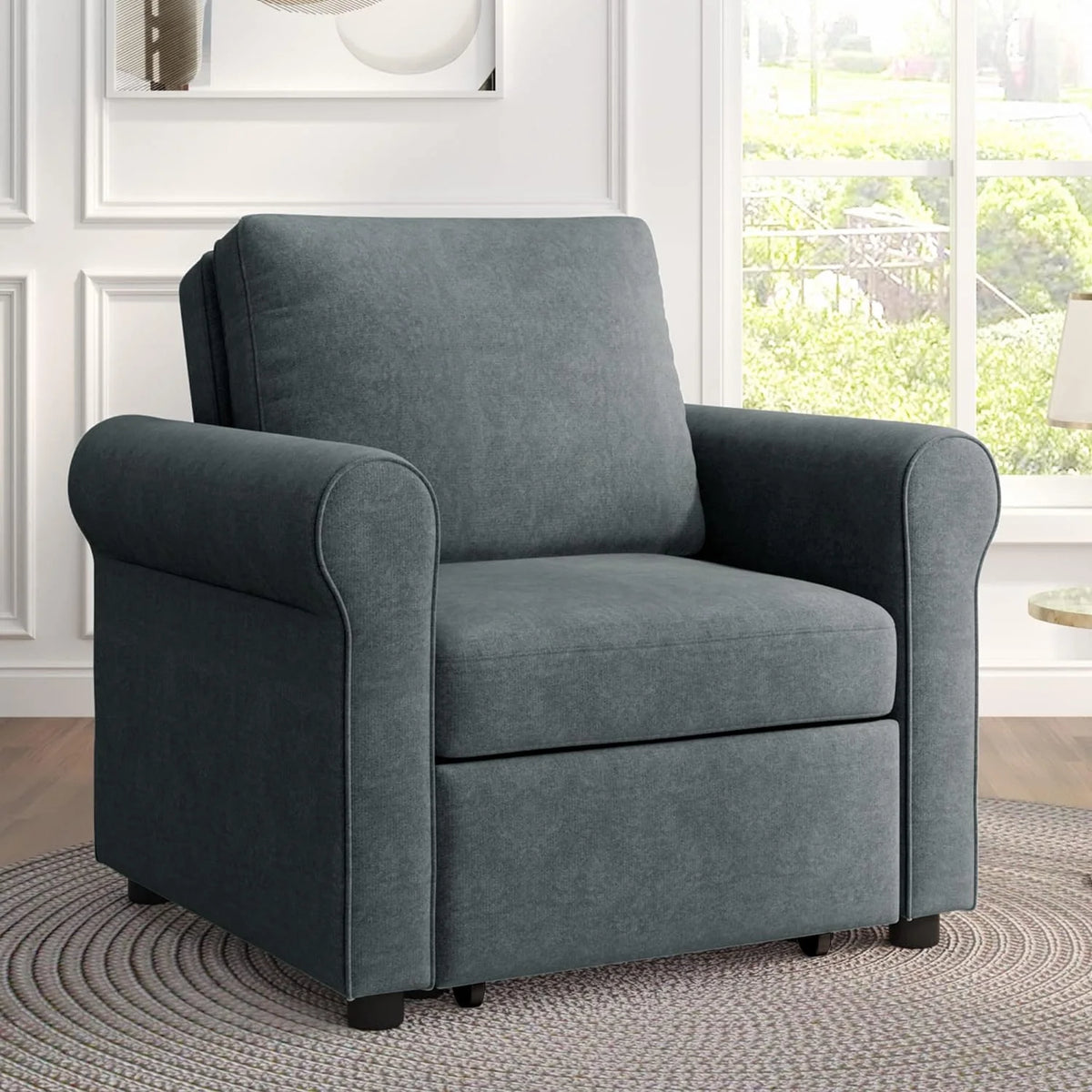 Dark Blue Convertible Sleeper Chair Bed S494