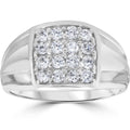 10k White Gold Diamond Mens Ring I394