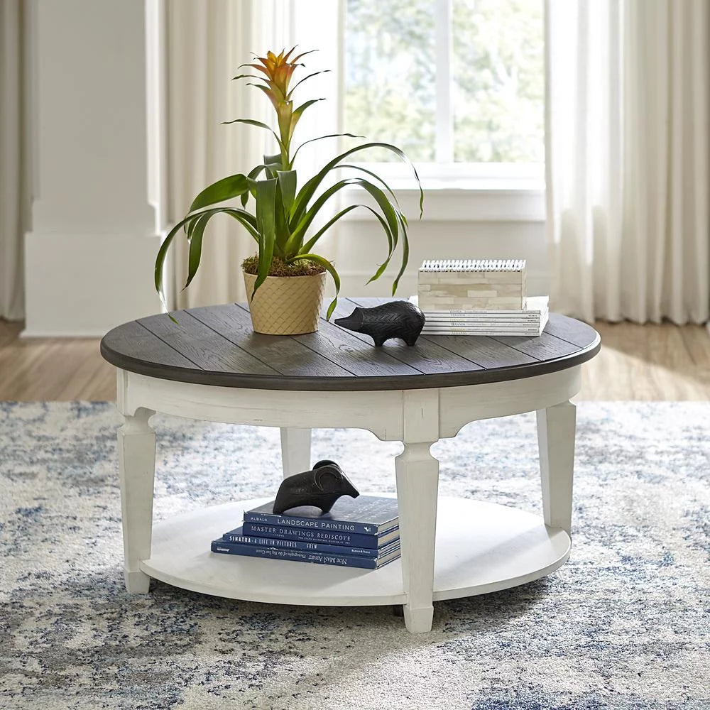 Round Cocktail Table Cottage White C938790